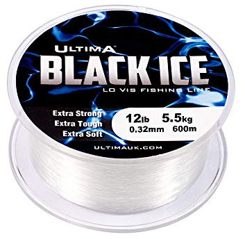 Ultima - Bobina di Filo da Pesca Black Ice Extra Stark, 600 m, da Uomo, Trasparente, 0.32mm - 12.0lb/5.5kg