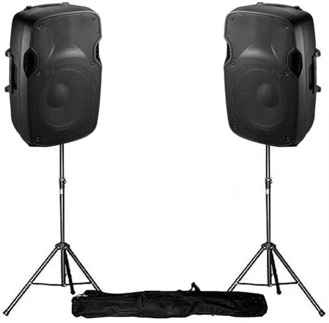Enceintes DJ Sono Active 12/30cm - 1000W + Pieds