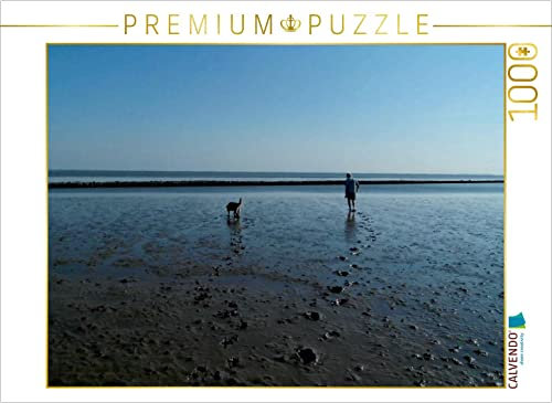 Wattspaziergang mit Hund an der Nordsee 1000 Teile Puzzle quer: Berni und Teddy in Butjadingen (CALVENDO Natur)