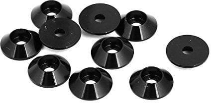 Sourcingmap M2 Aluminium Alloy Cone Shaped Round Cup Bumper Washer Black 10pcs