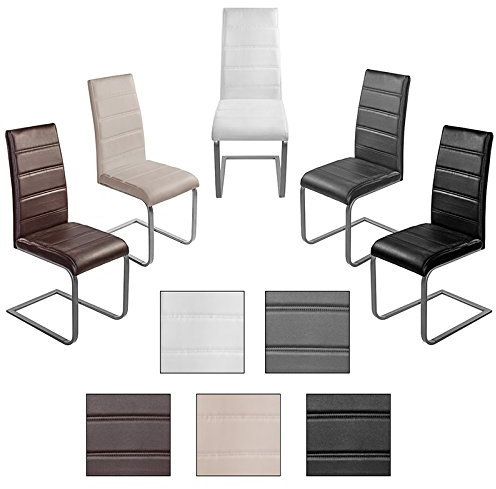 Estexo® Esszimmerstuhl, Freischwinger Modell Chris, Set, Kunstleder, Essgruppe, Schwingstuhl (Weiß, 8)