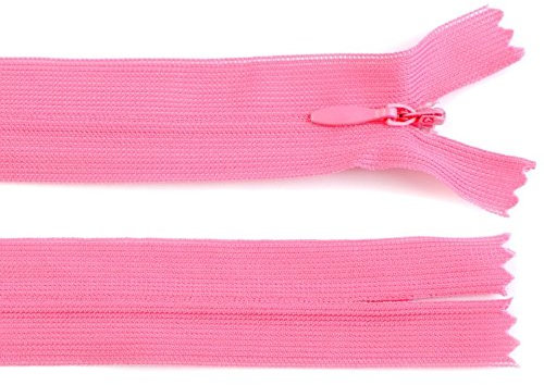 Schnoschi 1 Stück 25 cm Langer Spiralreißverschluss, nahtverdeckt, Nicht teilbar, rosa, 3mm Laufschiene, Reißverschluss