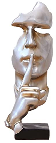 SMRTHMRT Kreative und abstrakte Männerfigur, Skulpturen, Keep Silence, Denker-Statue und Skulptur für Zuhause, Wohnzimmer, Tischdekoration, Büro-Schreibtisch-Dekoration, 30 cm hoch