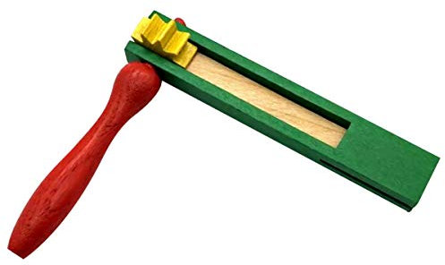 GICO Ratsche einfach, Schnarre aus Holz, Rätsche, bunter Krachmacher, Karneval Stimmungsmacher 6570