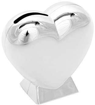 Brillibrum Design Spardose Herz versilbert anlaufgeschützt Geldgeschenk Hochzeit Sparschwein in Herzform Sparbüchse Liebesgeschenk