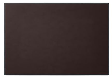 Eglooh - Mercurio Deluxe - Schreibtischunterlage aus Leder Dunkel Braun cm 90x60 - Elegante Nähte, blau in Kontrast und rutschfester Boden - Made in Italy