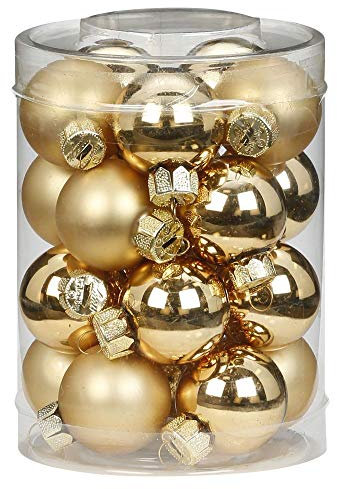 MAGIC 20 Christbaumkugeln Glas 3 cm Christbaumschmuck Weihnachtskugeln Baumkugeln Baumschmuck Weihnachtsdeko Farbe: Brokat Gold