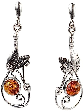 Sterling Silber und Baltischer Bernstein Post Back Honey Earrings Africk