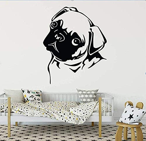 Wandaufkleber 46X57 Cm Haustier Mops Abnehmbare Aufkleber Pvc-Tapete Heimtextilien Moderne Wasserdichte Selbstklebende Kreative Kunst Diy