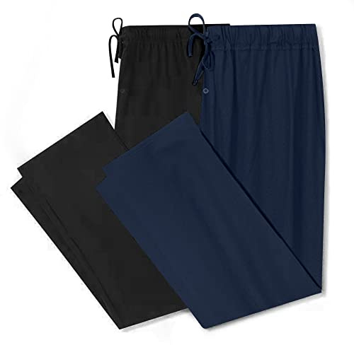 U2SKIIN Men 100% Cotton Pajama Pants Soft Lightweight Pj Bottoms | Lounge Pant with Pockets and Button Fly, Breathable Sleep Pants, Year-Round Comfort, Classic Fit