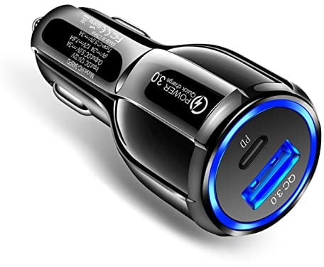 HORJOR USB Auto Ladegerät Zigarettenanzünder Schnellladegerät Adapter, Anschlüsse USB Kompatibel mit iPhone, Samsung, Galaxy, iPad, Huawei,Xiaomi(USB+USB C)