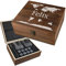 7-TLG Whisky Steine Set mit Wunschgravur - Motiv: Weltkarte - personalisierte Kiste - 2X Tumbler, 9X Kühlsteine, 1x Stoffbeutel, 1x Zange - Geburtstag - wiederverwendbar - Ice Cubes