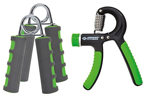 Schildkröt Unisex – Erwachsene Handmuskeltrainer 2er Set, 4-Farb Karton, Anthrazit-Grün, 960116, Einheitsgröße & Handmuskeltrainer 960122 Pro, Single Pack,