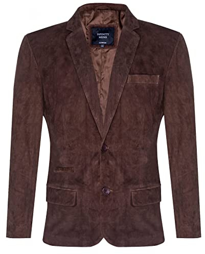 Men's Suede Blazer Jacket Soft Real Italian Leather Fitted Vintage Coat