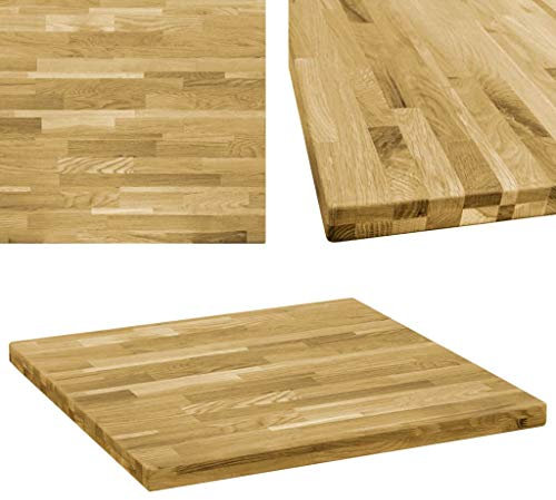 Chusui Tablero de Mesa, Tableros para Escritorios, Tableros para Mesas De Comedor, Encimera Cocina, Cuadrado Madera Maciza de Roble 44 mm 80x80 cm