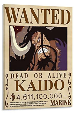 NANXIANG Anime One Piece Wanted Poster Kaido Poster Gemälde Leinwand Wandkunst Wohnzimmer Poster Gemälde 20 x 30 cm