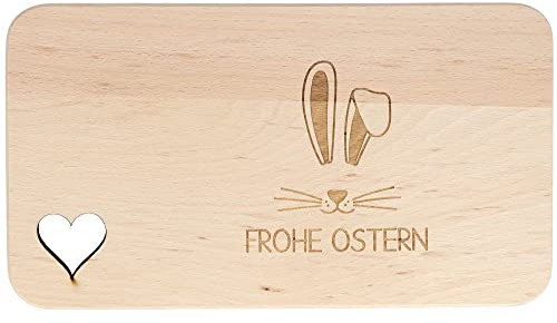 Spruchreif | Holzbrettchen mit Gravur | Frühstücksbrettchen mit Schriftzug | Brotzeitbrett | Frühstücksbrettchen Mit Herzausschnitt für Kinder | Frühstücksbrett Hase | Ostergeschenk | Frohe Ostern