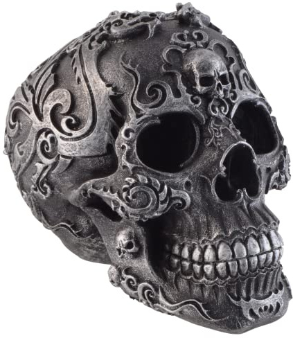 VOGLER Joh. Vogler GmbH Gothik Skull schwarzer Totenschädel mit silbernen Symbolen
