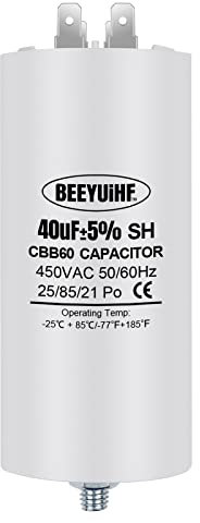 BEEYUIHF CBB60 40uf Condensateur de Démarrage 40µF Moteur condensateur 50 x 110 mm 50 / 60Hz 450VAC avec vis M8 pour moteur électrique/sèche-linge/Machine à Laver
