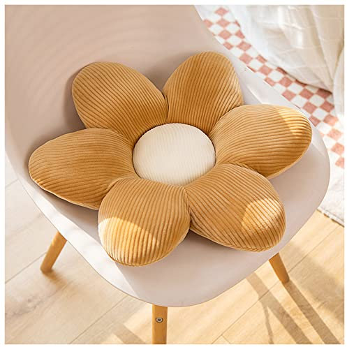 LANFIRE Blume Plüsch Kissen Kissen Bodenkissen Dekoratives Blumenkissen Sitzkissen Rückenlehnenkissen Schlafsofa Kissen (30CM, Brown)