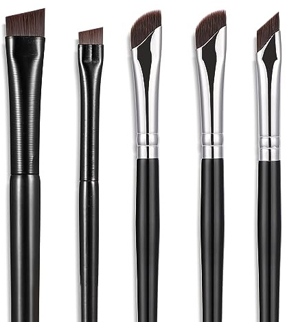 Etercycle 5-Piece Set Eyeliner Brushes for Precision Makeup Application - Fine Angled & Ultra Thin Slanted Flat Angle for Professional Beauty Cosmetic Tool