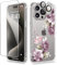 GVIEWIN Case Compatible with iPhone 15 Pro Max 6.7 2023,withScreen Protector+Camera Lens Protector,Non-yellow Flower Clear PC Slim Shockproof Anti-Scratch Protective Cover,Cherry Blossoms/Purple