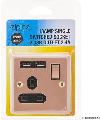 13A Single Socket - 2 USB 2.4A Rose Gold