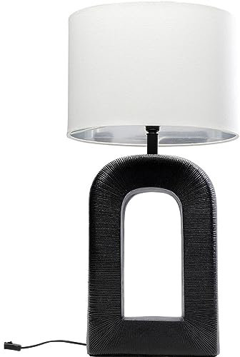 Kare Design Tischlampe Tube Schwarz, Desk Lamp, Tischleuchte, Aluminium Sockel, Leinen/Stahl Schirm, Schreibtischlampe, kein Leuchtmittel inklusive, 79x41x28 cm (H/B/T)