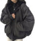 Sumleno Giacca Sherpa per donne adolescenti ragazze reversibile Y2k zip up felpa con cappuccio in pile pelliccia grunge cappotto invernale Cutecore vestiti coreani, nero, Large