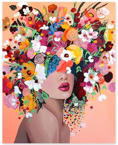 gelrovaled Peinture par Numéros pour Adulte, DIY Peinture Acrylique pour Adultes Enfants débutants Facile sur Toile 40×50 cm avec peintures et pinceaux, Flower Girl (sans Cadre)