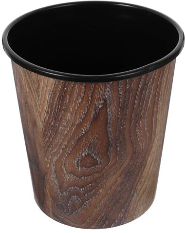 EXCEART Wood Grain Trash can - Rustic Plastic Waste Paper Bin for Home Kitchen Bathroom and Office Use Compact Design Versatile Storage Solution