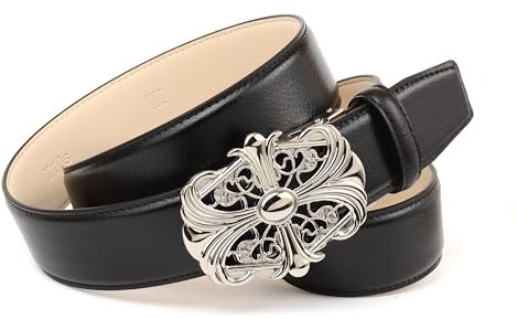 Anthoni Crown Damen Automatik Ledergürtel Gürtel, Schwarz, 80