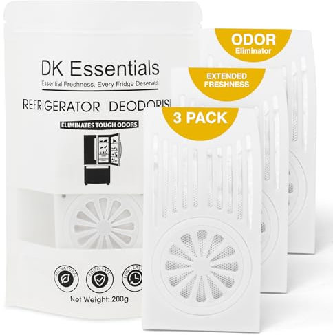 Kitchen Essential (3 pack) Fridge Deodorizer - Natural Bamboo Charcoal Odor Absorber | Eco-Friendly Freshener for Refrigerators, Freezers, Lunch Bags | Long Lasting, Unscented, Odor Remover.