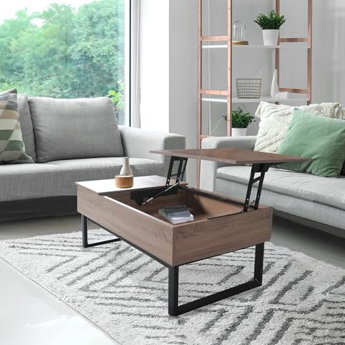 WEBER INDUSTRIES Couchtisch Flower klappbare Platte, Eiche, Metallfüße, Schwarz