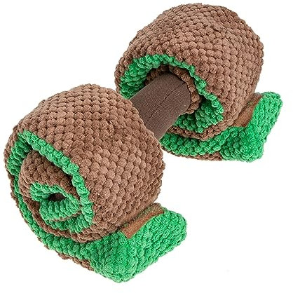 Sosoport Dog Teething Toy Puppy Fleece Dumbbell Pet Food Dispenser for Mental Stimulation