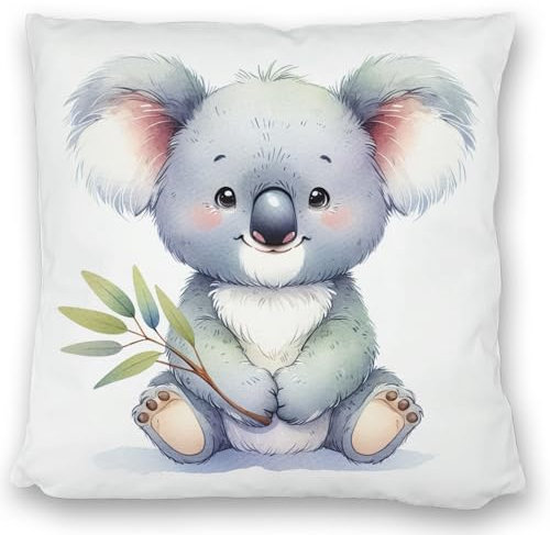 speecheese Sitzender Koala Kissen satiniert Niedliches Koala-Kissen satiniert Dasitzendes süßes Tiermotiv Beuteltier aus Australiens Fauna Kinderzimmer Wohn-Deko