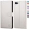 SkyDuck Leather Flip Case for iPhone SE 2022/2020 & 8, with RFID Blocking, Credit Card Holder & Tempered Glass Screen Protector, White