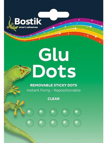 AMK® Bostik Glue Dots Removable Pack of 64 Sticky Double Sided Blobs Clear Transparent Repositionable Adhesive Strong Hold DIY At Home