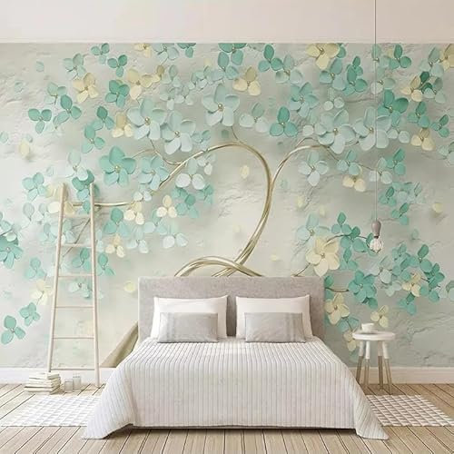 TANYANG Benutzerdefinierte Wandbild Tapete Moderne 3D Stereo Grün Blumen Baum Foto Wand Papier Wohnzimmer Schlafzimmer Home Decor Hintergrund Wandbild 250Cm(W)×175Cm(H)