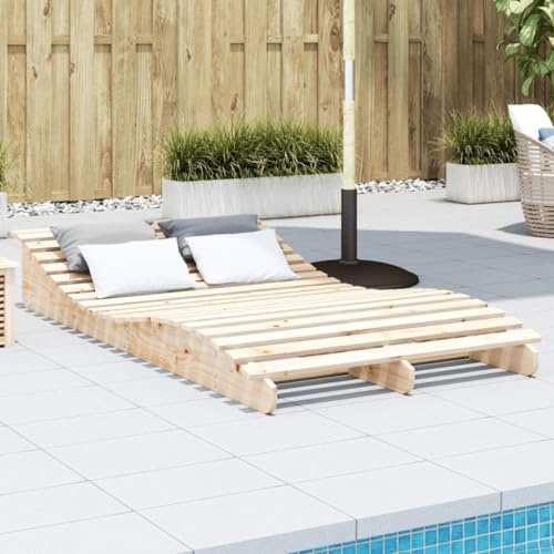 Faroom Tumbona para 2 Personas de MaderaTumbona Doble Cama de Jardín Tumbona de Relajación Tumbona Jardín Patio Terraza Piscina 205 x 110 x 31,5 cm