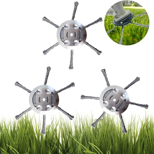 Unkrautbürste für Freischneider, 2 Stück Unkraut Entferner Gerät, Wildkrautbürste 5mm Bohrung, Unkrautbürste für Rasentrimmer, Drahtbürste mit Kegelform entfernt mühelos Unkraut und Moos (B 3pcs)