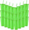 24 Pcs Green Reusable Cups with Lids and Straws, 24 oz Plastic Glitter Cold Drinks Tumbler Bulk, Coloured Iced Coffee Cup Travel Mug for Smoothie, Juices, Birthdays, Flamingo Party (Fluorescent Green)
