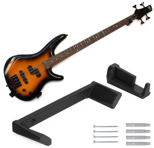 CrunchyWorks geneigter verstellbarer, anpassbarer schräger Gitarrenhalter, Wandhalterung Bügel Haken mit Montageequipment, Wandhalter Gitarrenständer, für E-Gitarren und E-Bässe, Schwarz