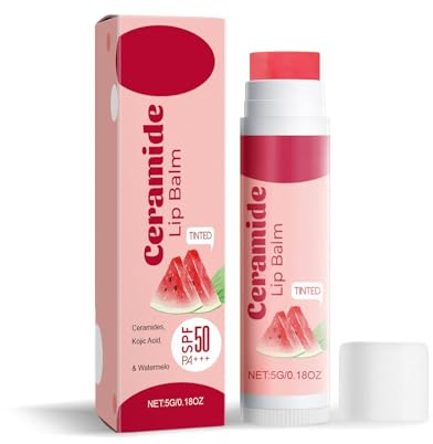 Getönter Ceramid-2024Lippenbalsam mit LSF 50 PA+++ | Kojisäure und Niacinamid | zur Aufhellung und zum Schutz der Lippen, Nicht klebrig, Natürlich, Vegan, Tierversuchsfrei 5G (1)