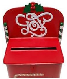 Cassetta in Metallo Latta Rossa per Le letterine di Babbo Natale, Decorazione Natalizia Bar Hotel casa