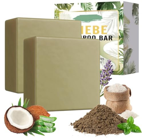 2 Pack Chebe Oil Shampoo Bar with Rice Water, Natural Chebe Solid Shampoo Soap with Tea Tree Oil, Coconut Oil, and Lavender Oil for Hair Thickening, Moisturizing, and Strengthening