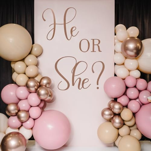 Er oder Sie Geschlecht Offenbaren Dekoration, Gender Reveal-Aufkleber Junge Oder Mädchen-Schild Gender Reveal-Hintergrund Aufkleber für Ballonbogen Babyparty Gender Reveal Party Dekorationen