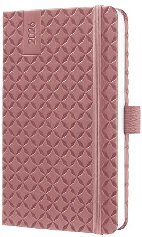 SIGEL J6128 Wochenkalender 2026 A6 dunkelrot, Hardcover, Gummiband, Stiftschlaufe, Einstecktasche, 174 Seiten, vegan, Buchkalender, Terminplaner Kalenderbuch Jolie