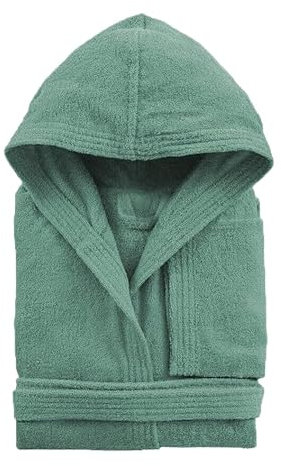Giosal Accappatoio Unisex con Cappuccio e Tasche in Morbida Spugna Ultra Assorbente 270GSM Tinta Unita Disponibile in Vari Colori e Misure (IT, Testo, M, Regular, Regular, Verde)