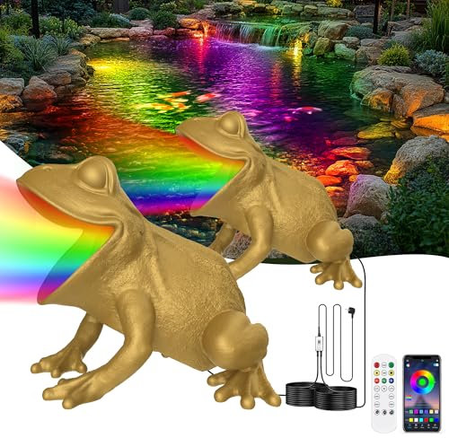 OSREE Focos LED para Estanque con Control APP, 6W Luces para Estanque RGB con 12V Transformador y Timer, IP68 Impermeables Luz Sumergible Estanques para Jardín Acuario Fuente Set 2
